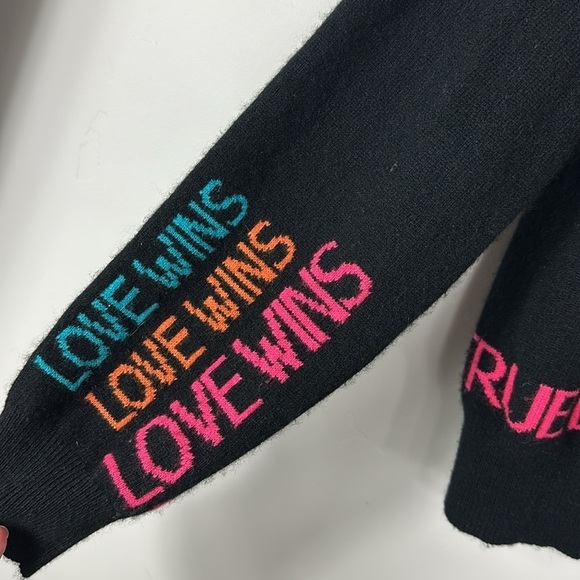 Scott & Scott London Black Cashmere Rue La La Love Wins Sweater Small - Picture 7 of 8
